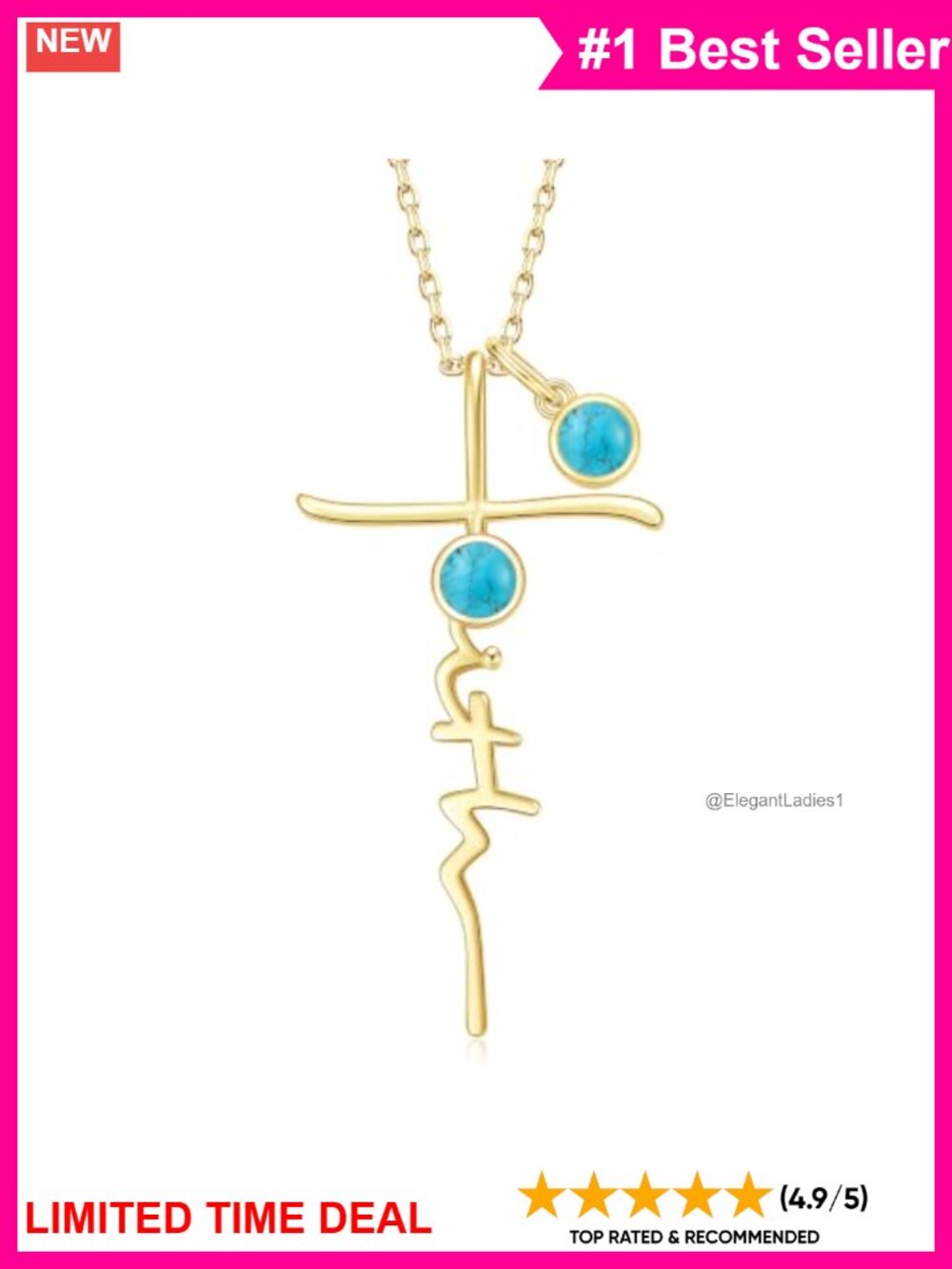 14k Gold Plated Cross Birthstone Necklace 18in Christian Gift